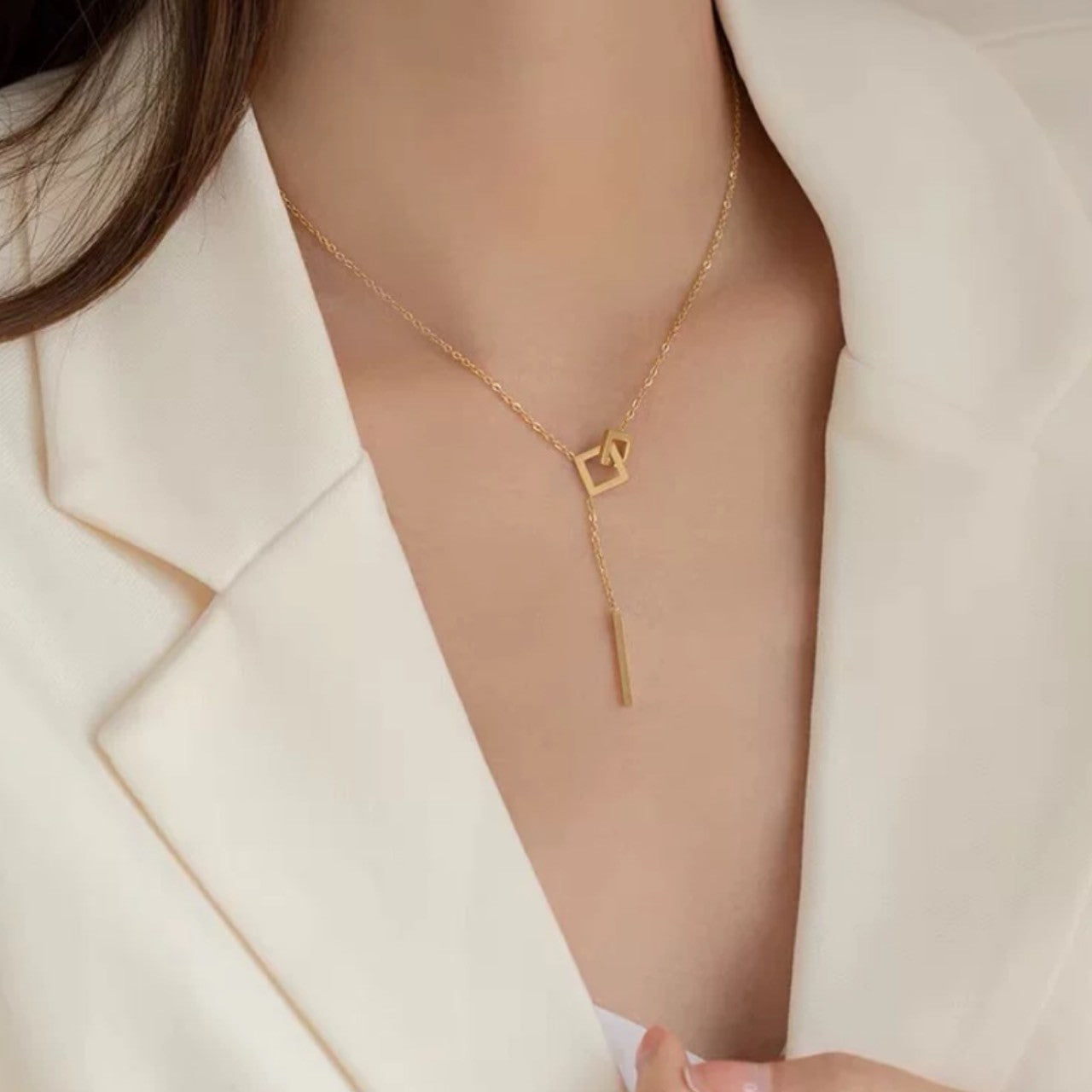 Y 2square connected necklace