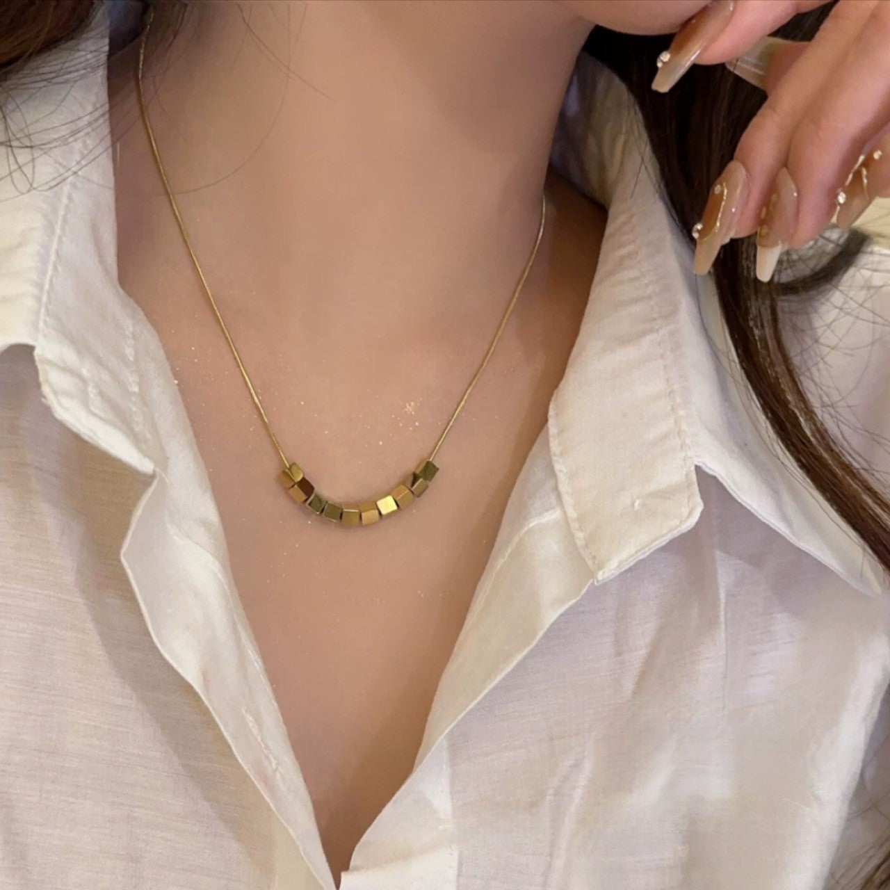 gold sugar cubes necklace