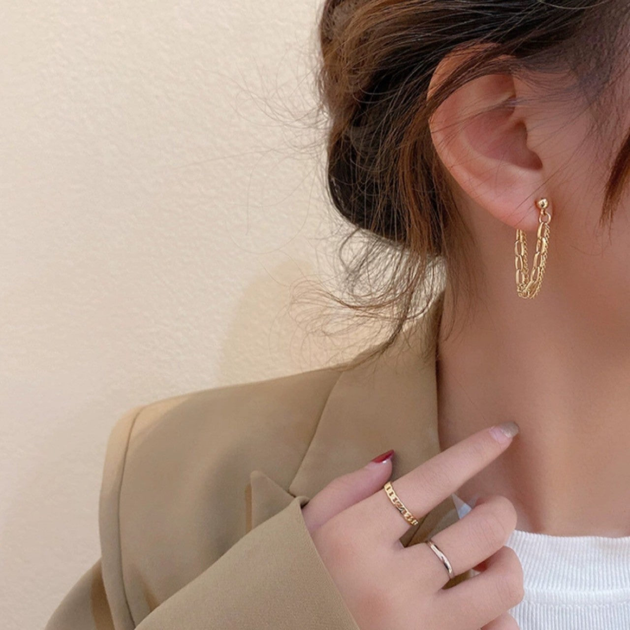 double chain gold pierce