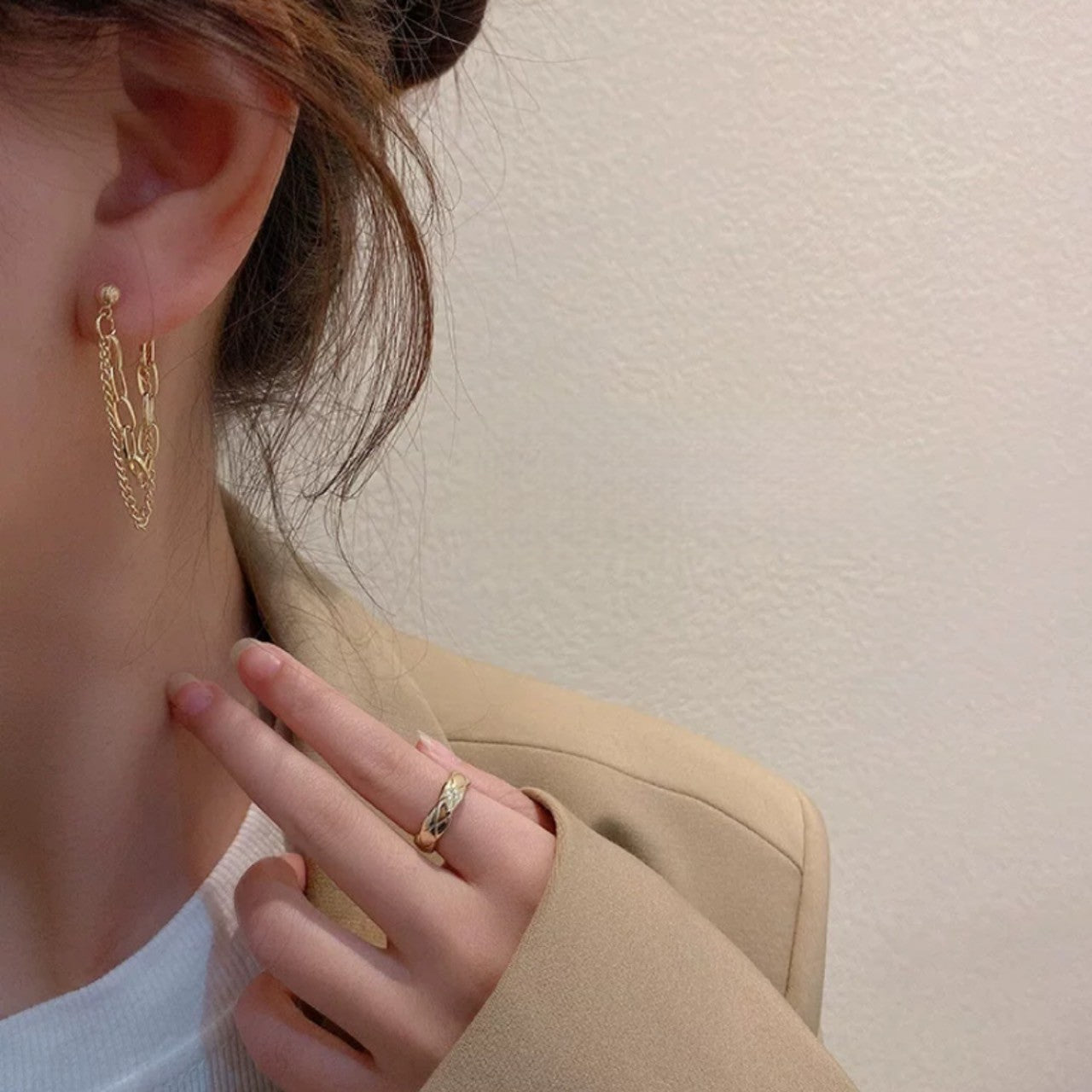 double chain gold pierce