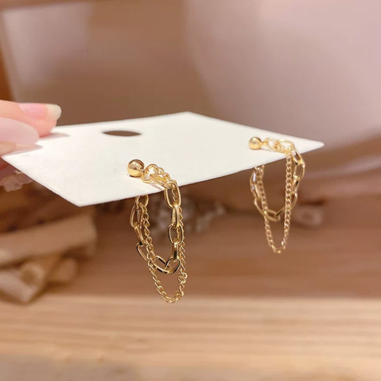 double chain gold pierce