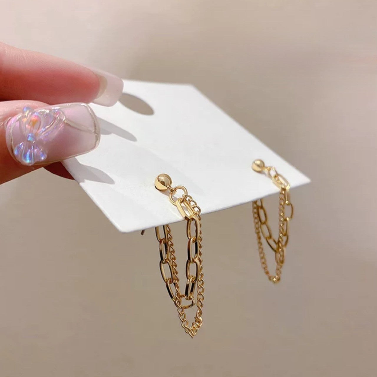 double chain gold pierce