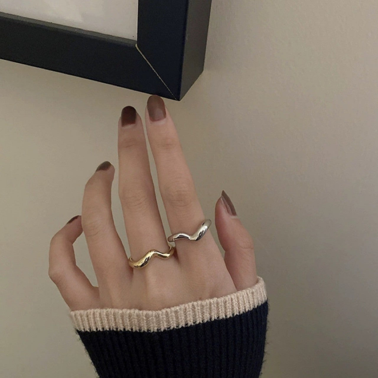bicolor double twist ring
