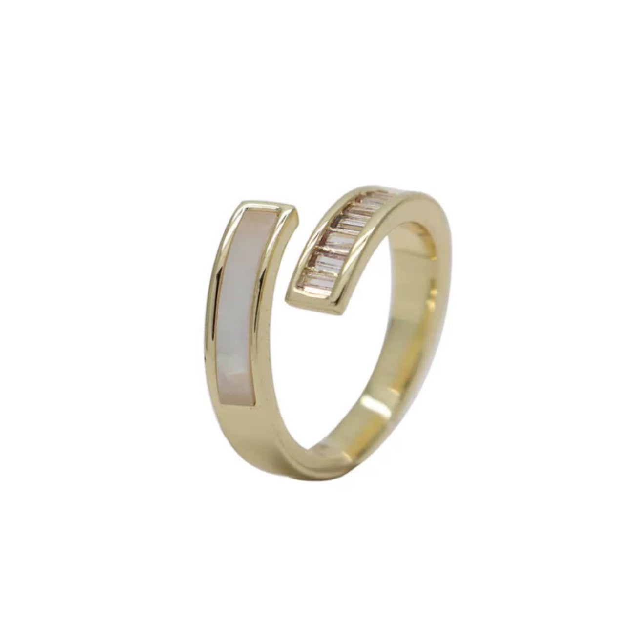 white & gold open ring