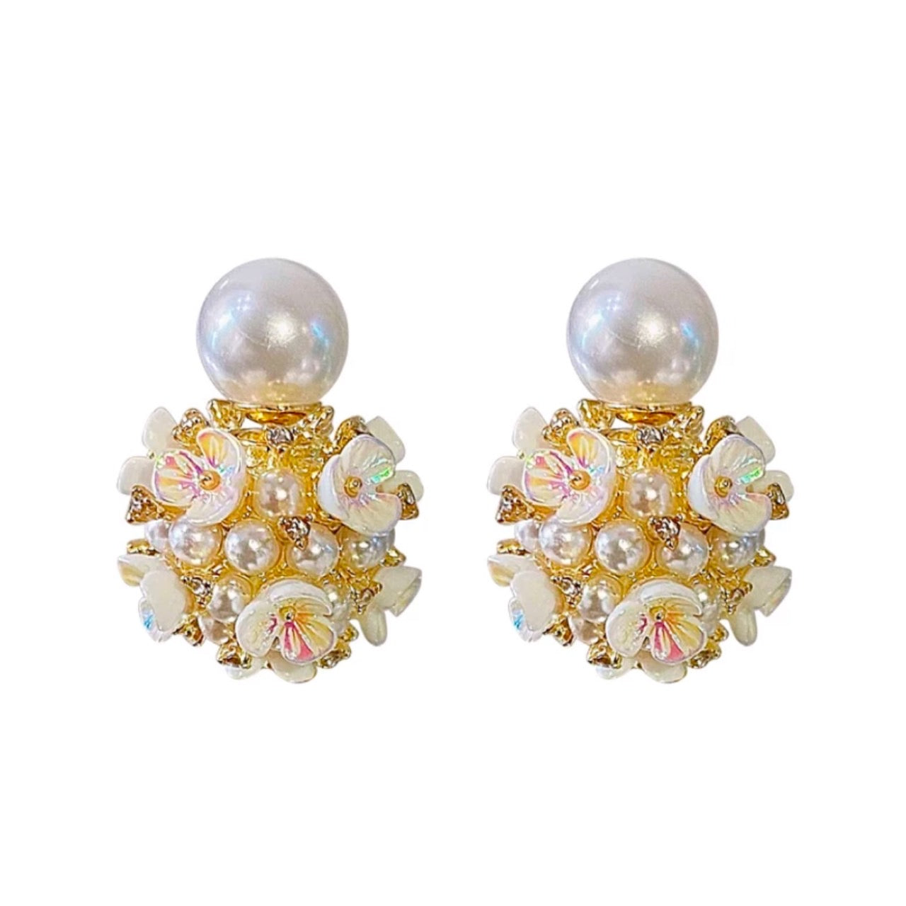 flower bouquet & pearl pierce