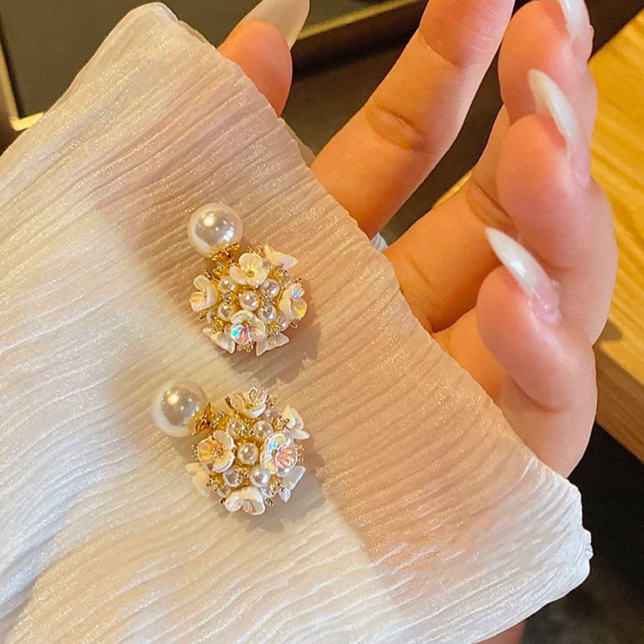 flower bouquet & pearl pierce