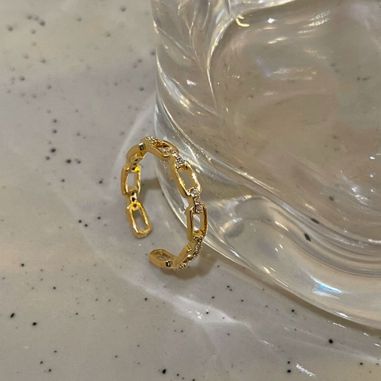 gold dainty chain ring