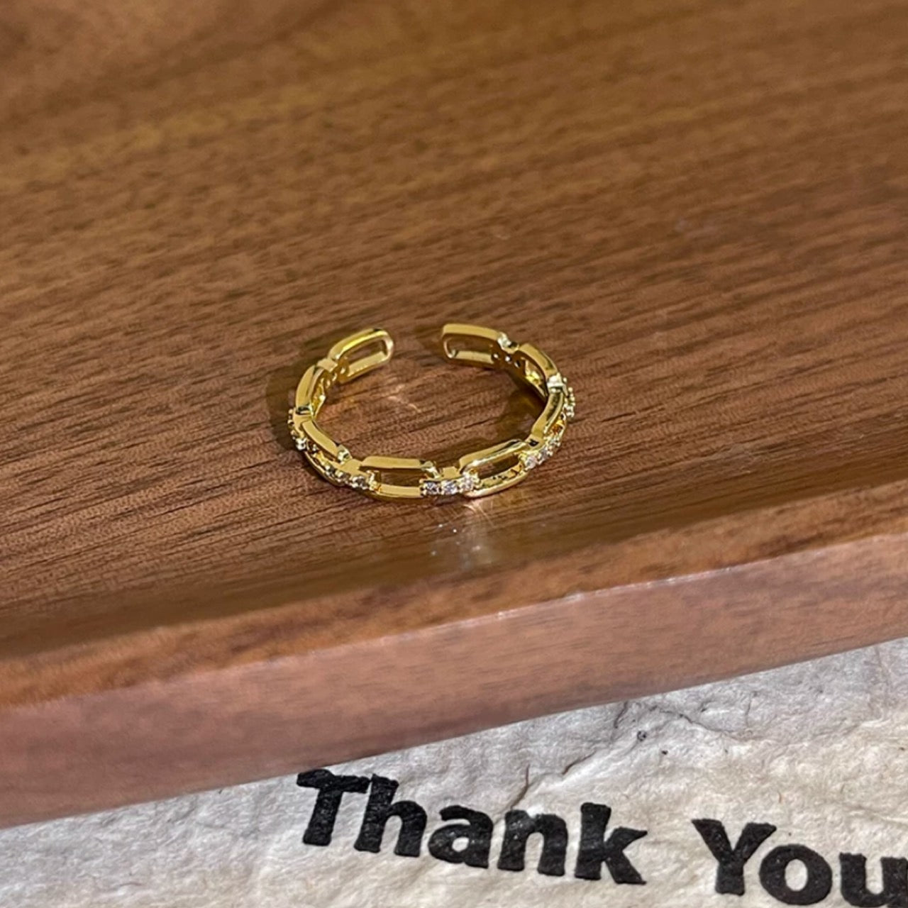 gold dainty chain ring
