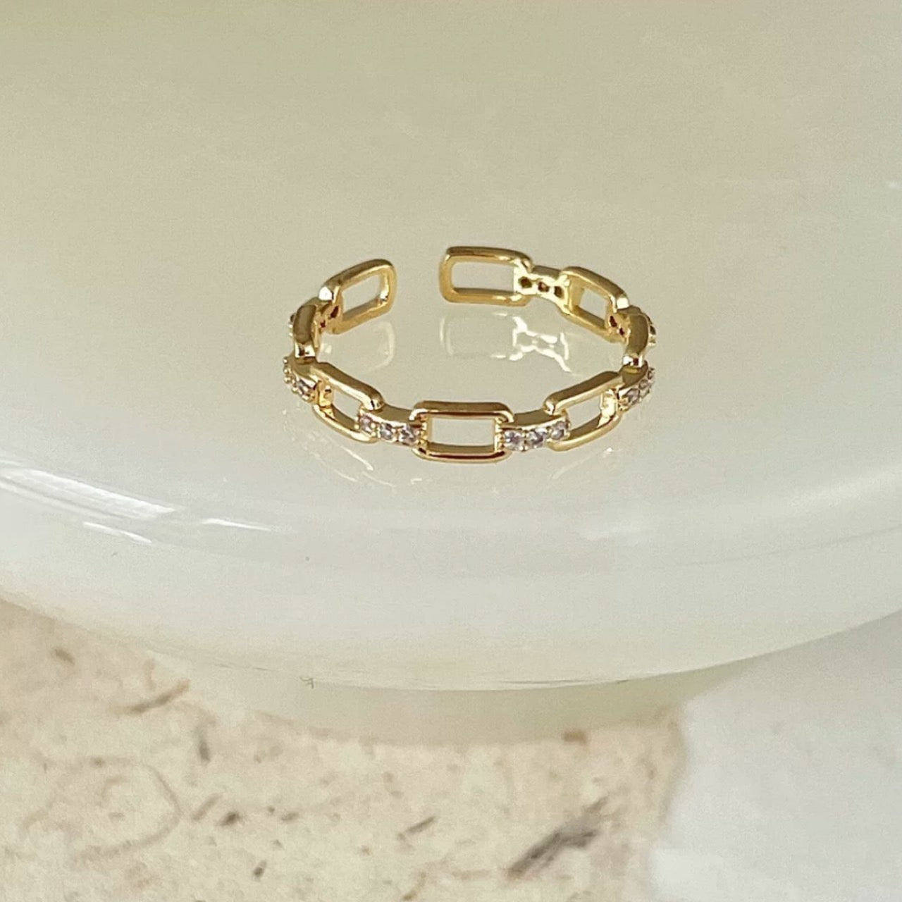 gold dainty chain ring