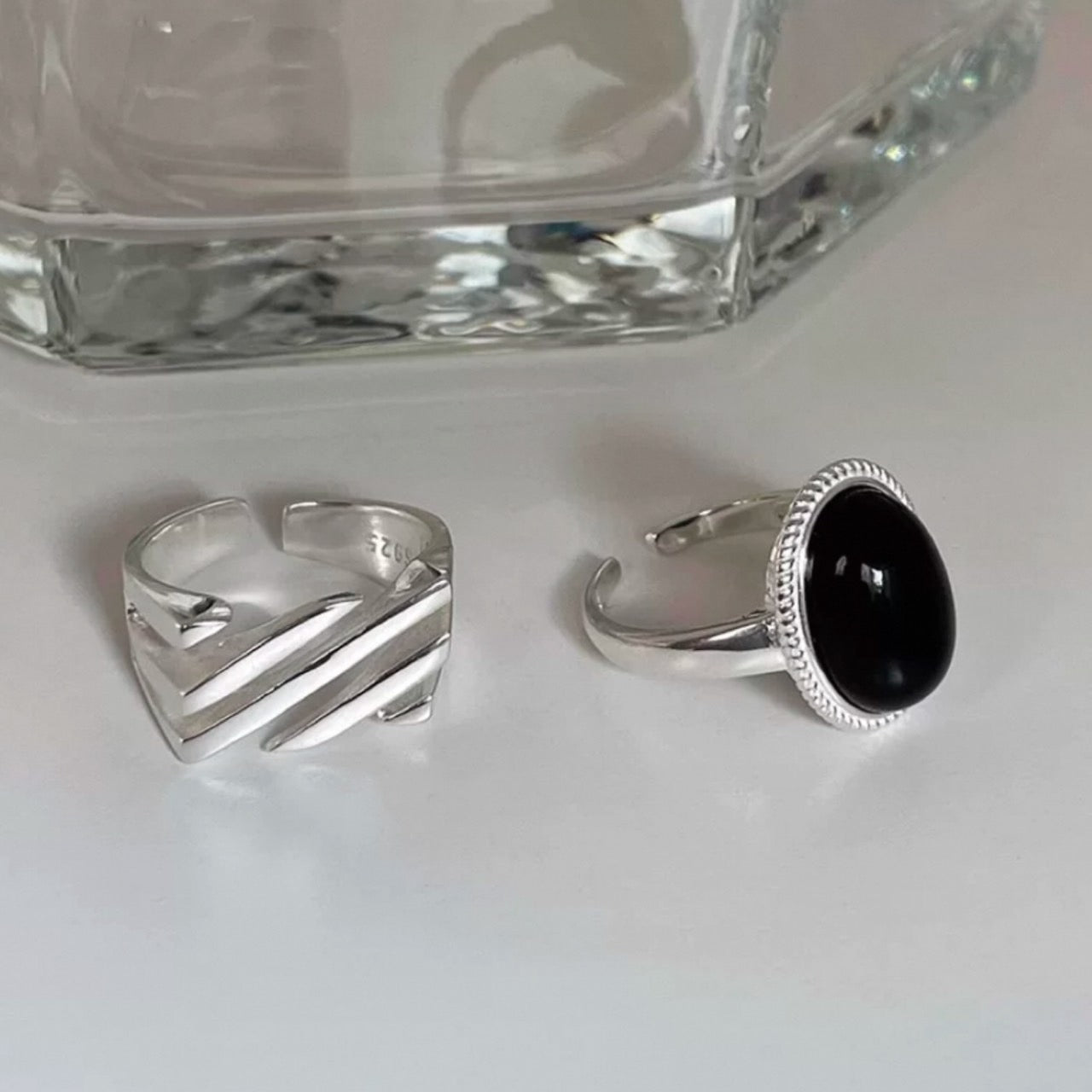 multi layer ring & black stone ring