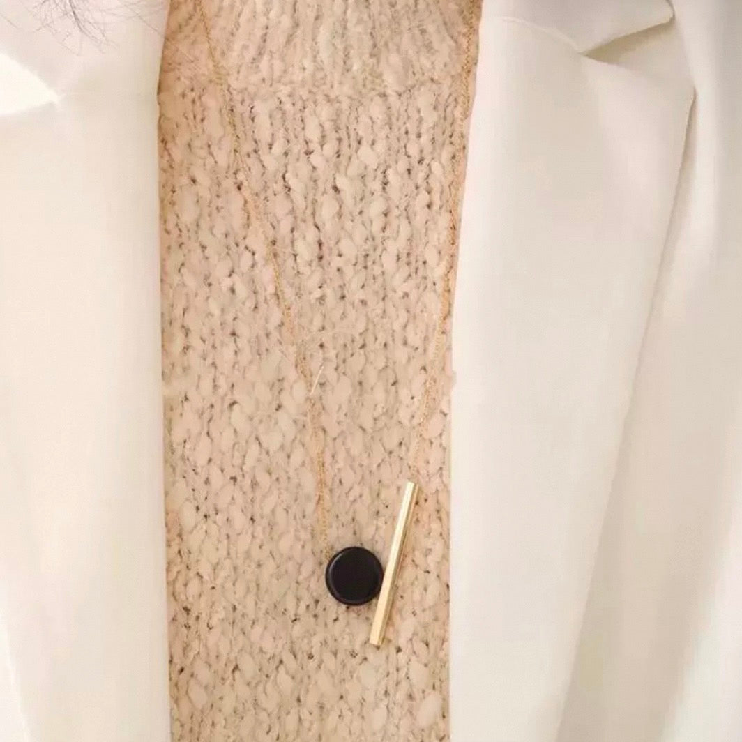 circle & line long necklace