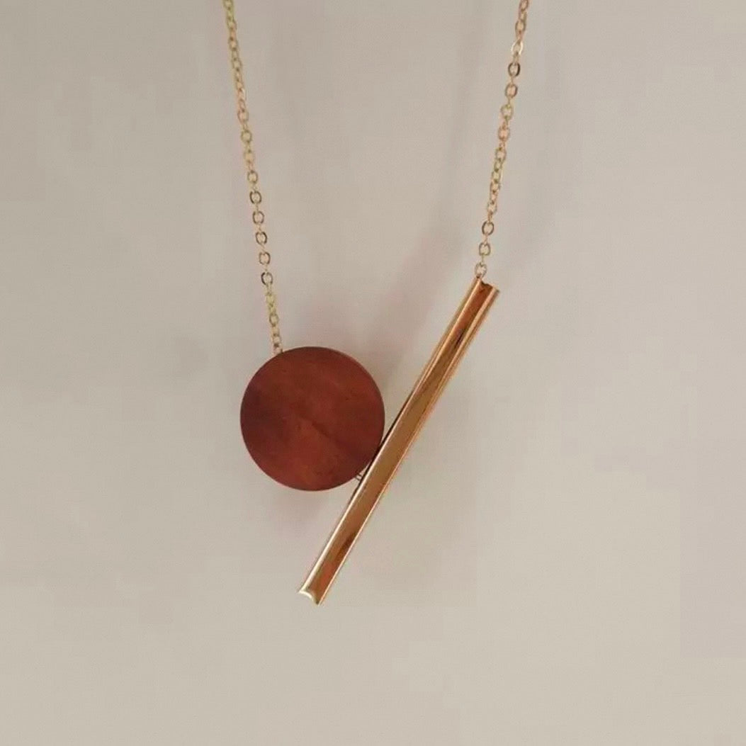circle & line long necklace