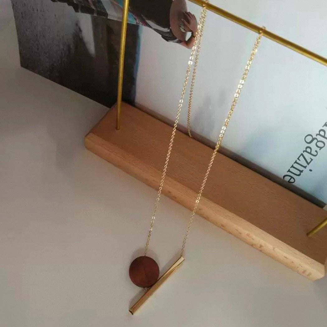 circle & line long necklace