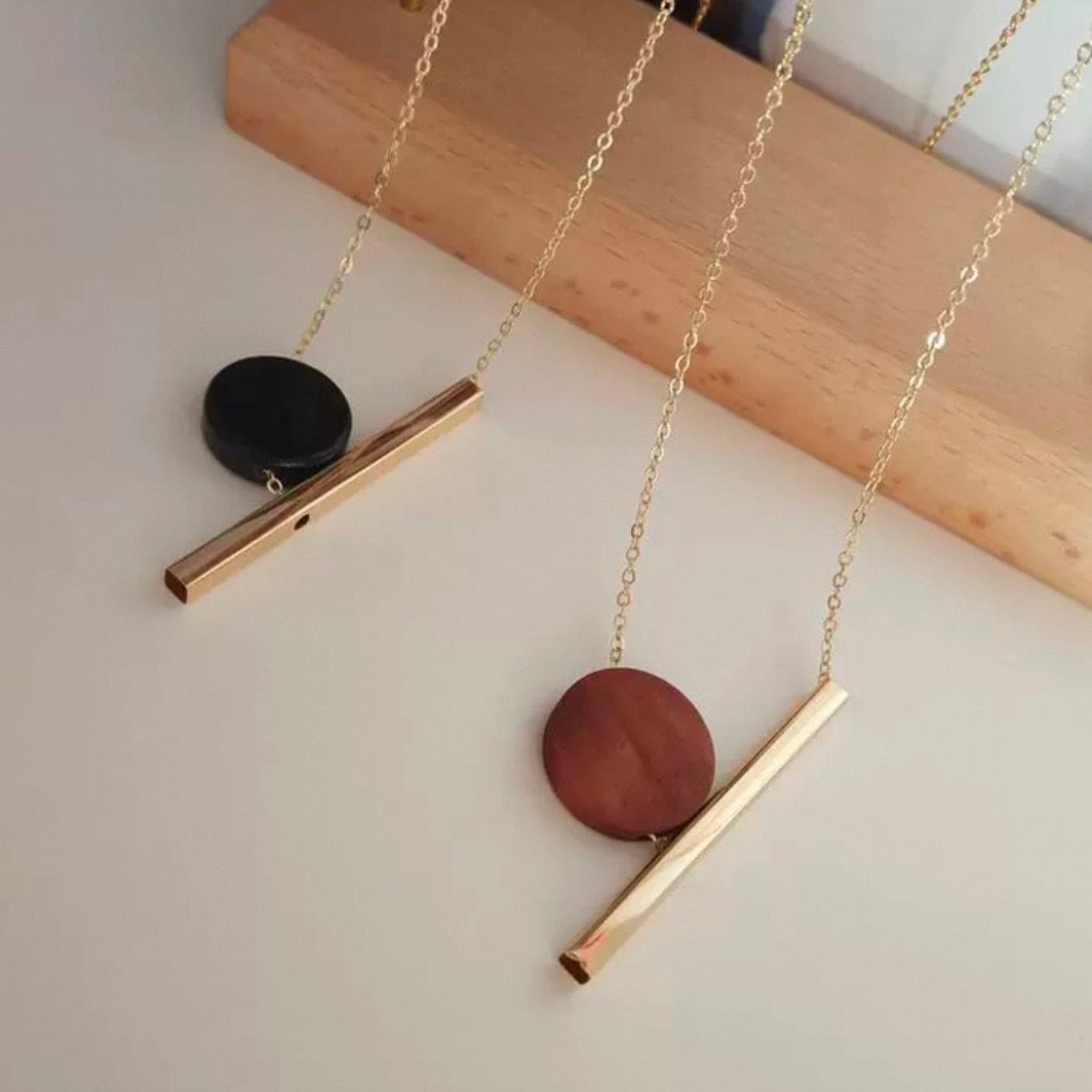 circle & line long necklace
