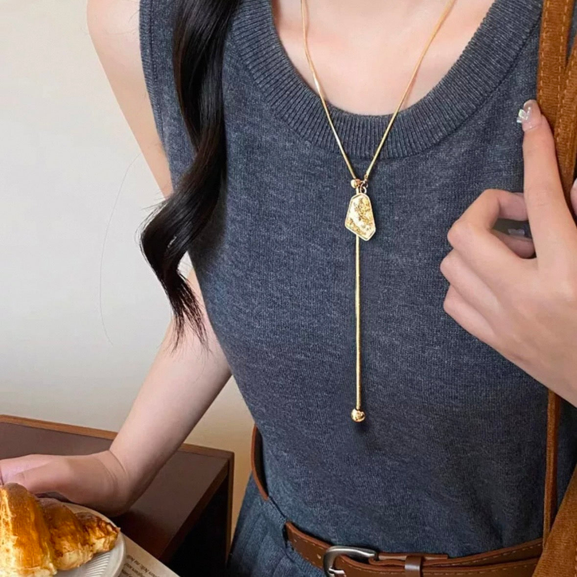 luxury stone long necklace