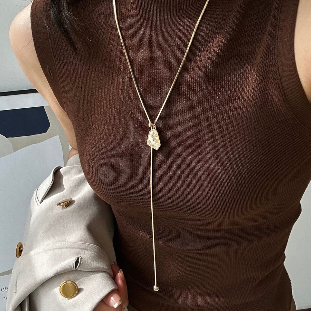 luxury stone long necklace