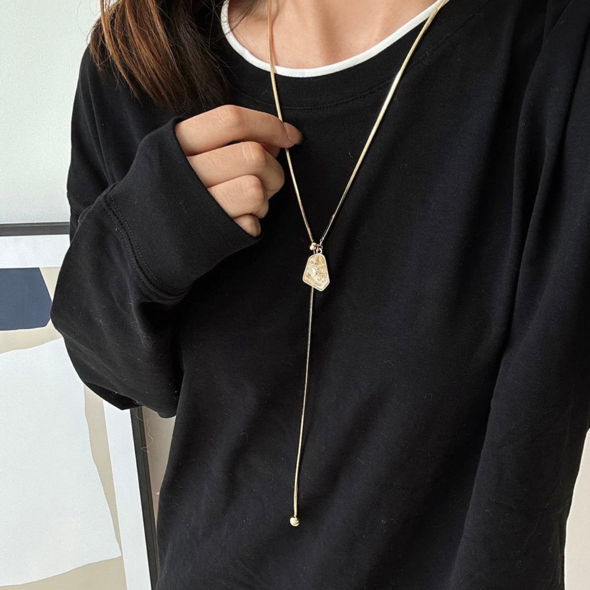 luxury stone long necklace