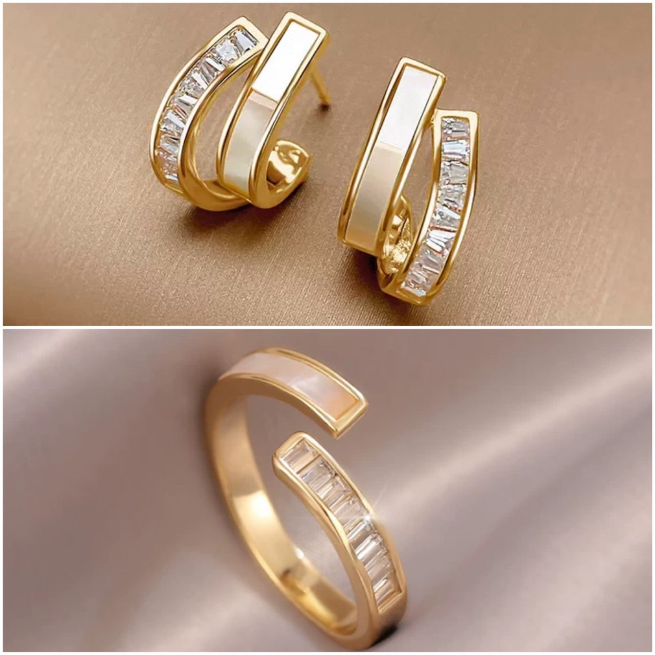 white & gold open ring
