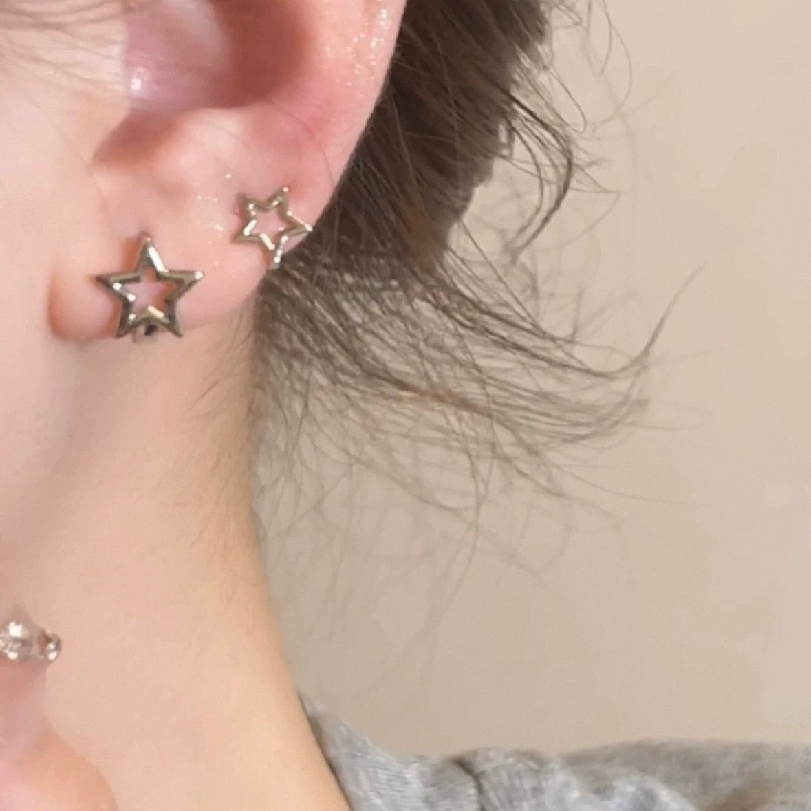 star pierce & star earcuff