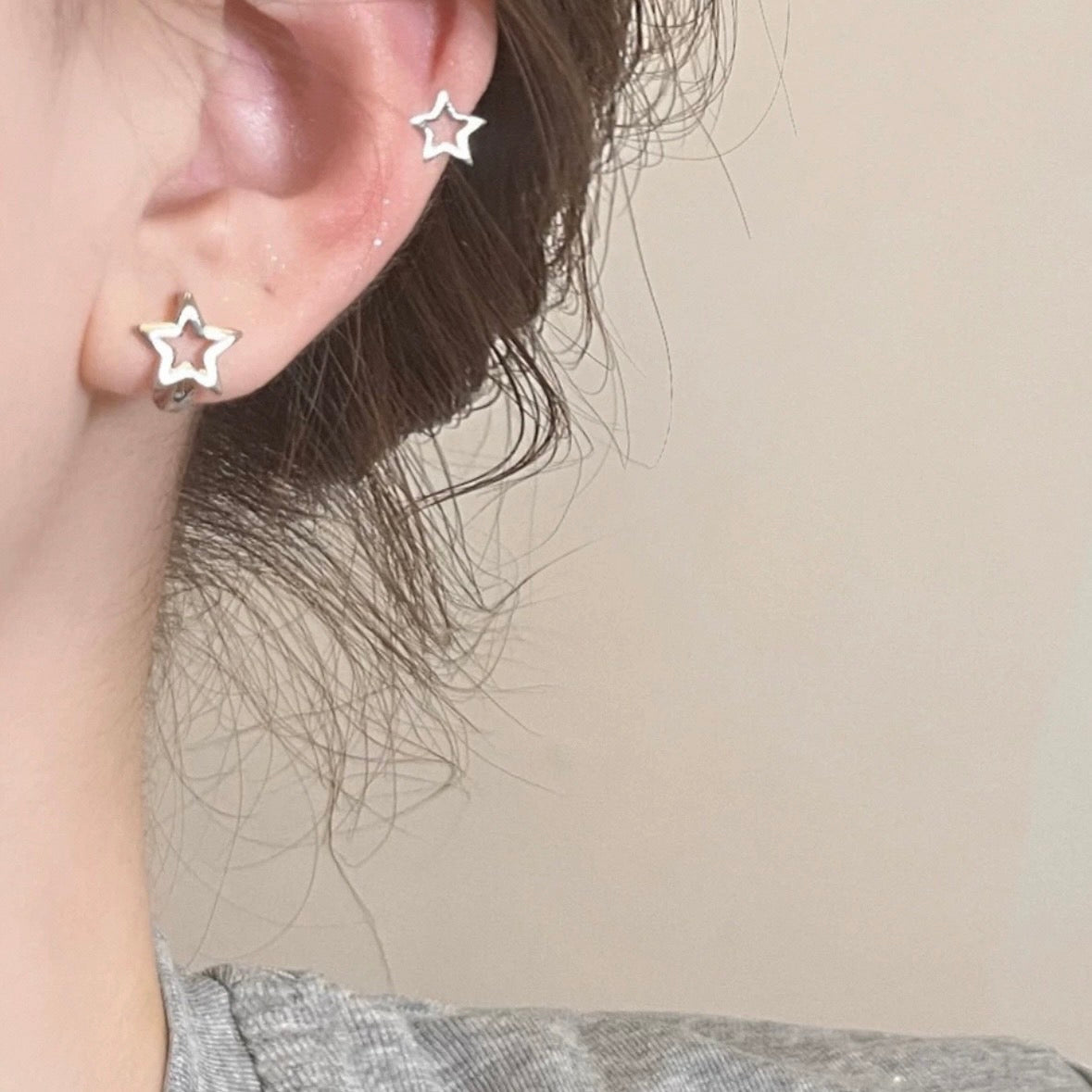 star pierce & star earcuff