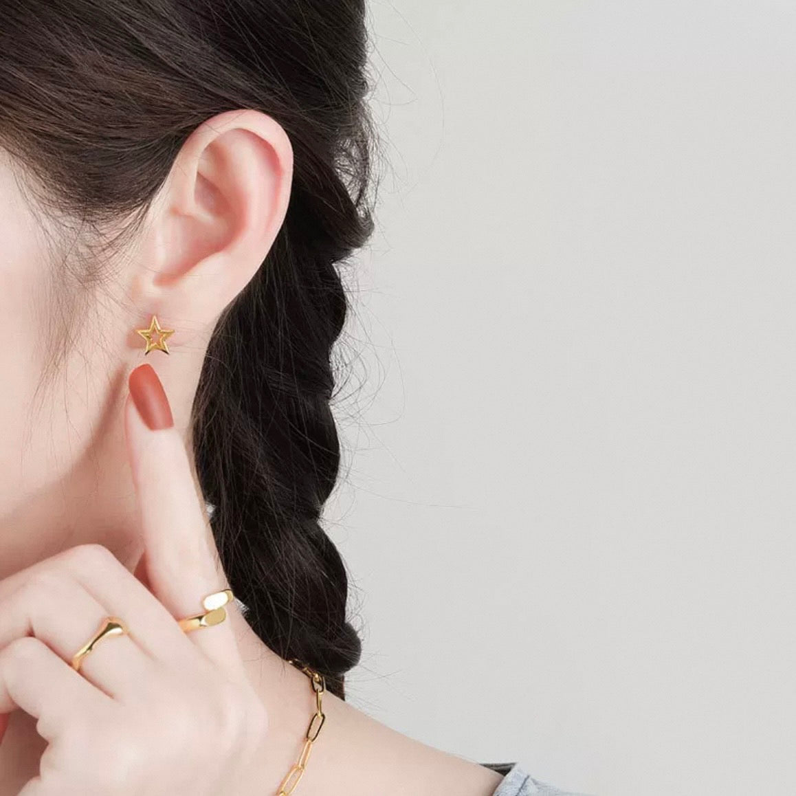 star pierce & star earcuff