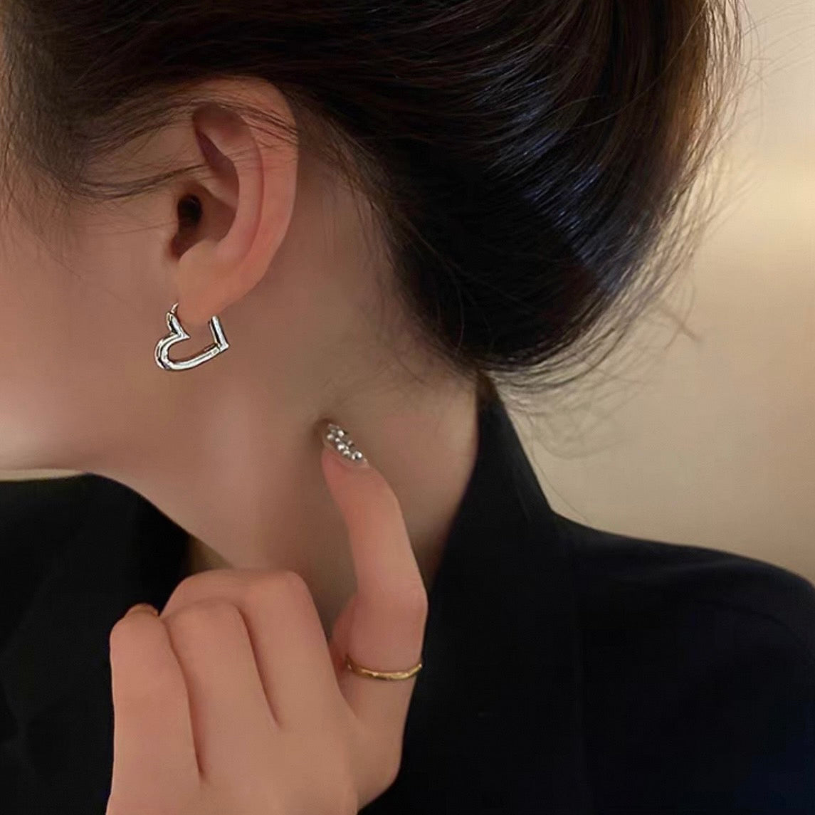 mini heart hoop pierce