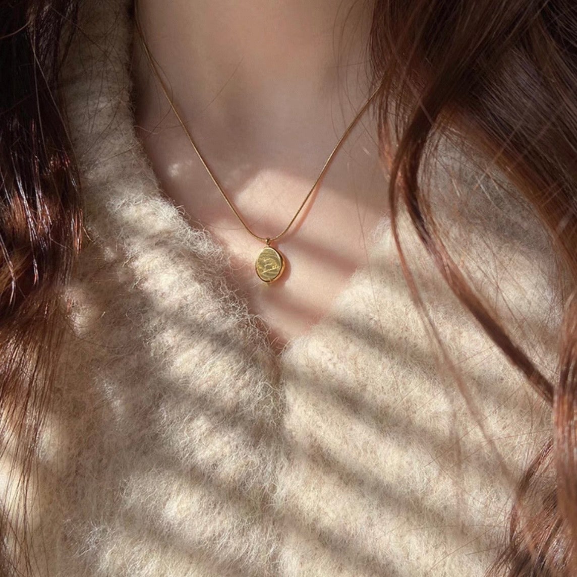 gold matte plate necklace