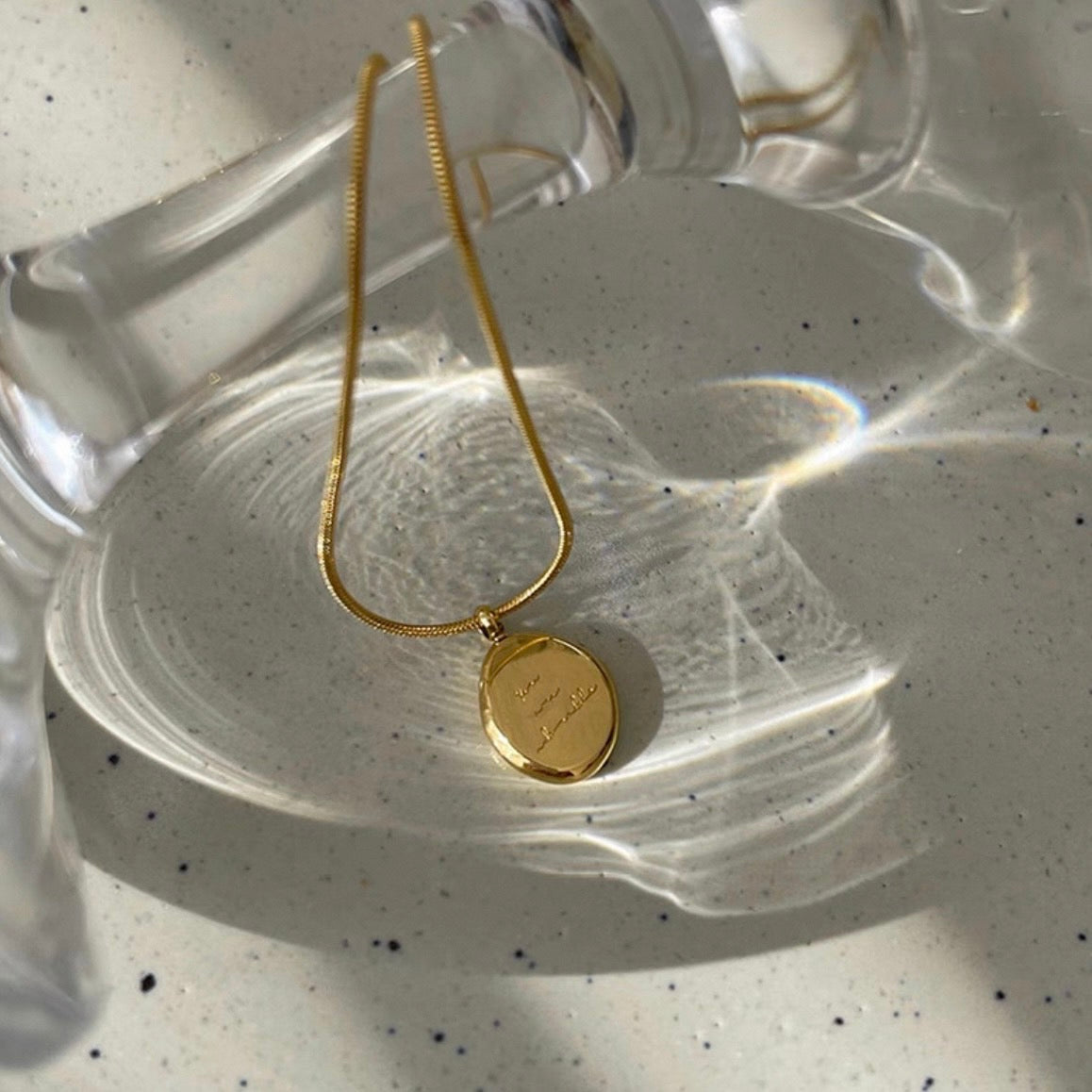 gold matte plate necklace