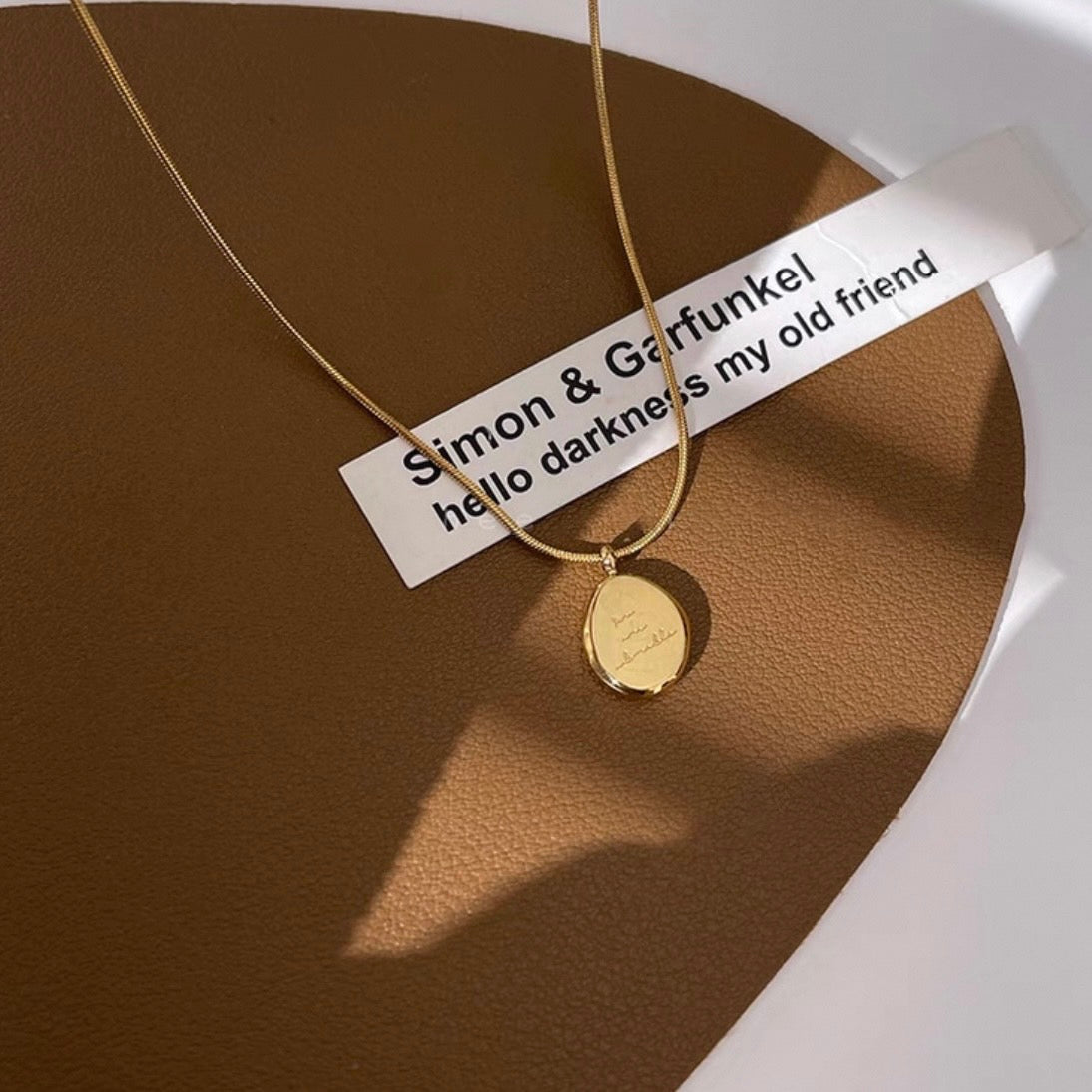 gold matte plate necklace