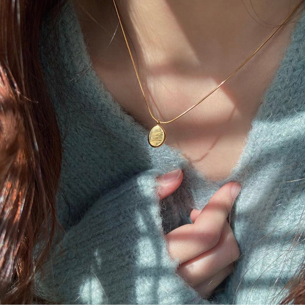 gold matte plate necklace