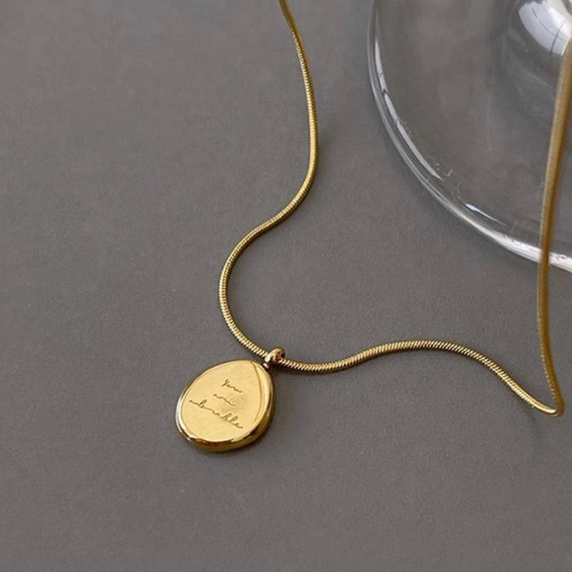 gold matte plate necklace