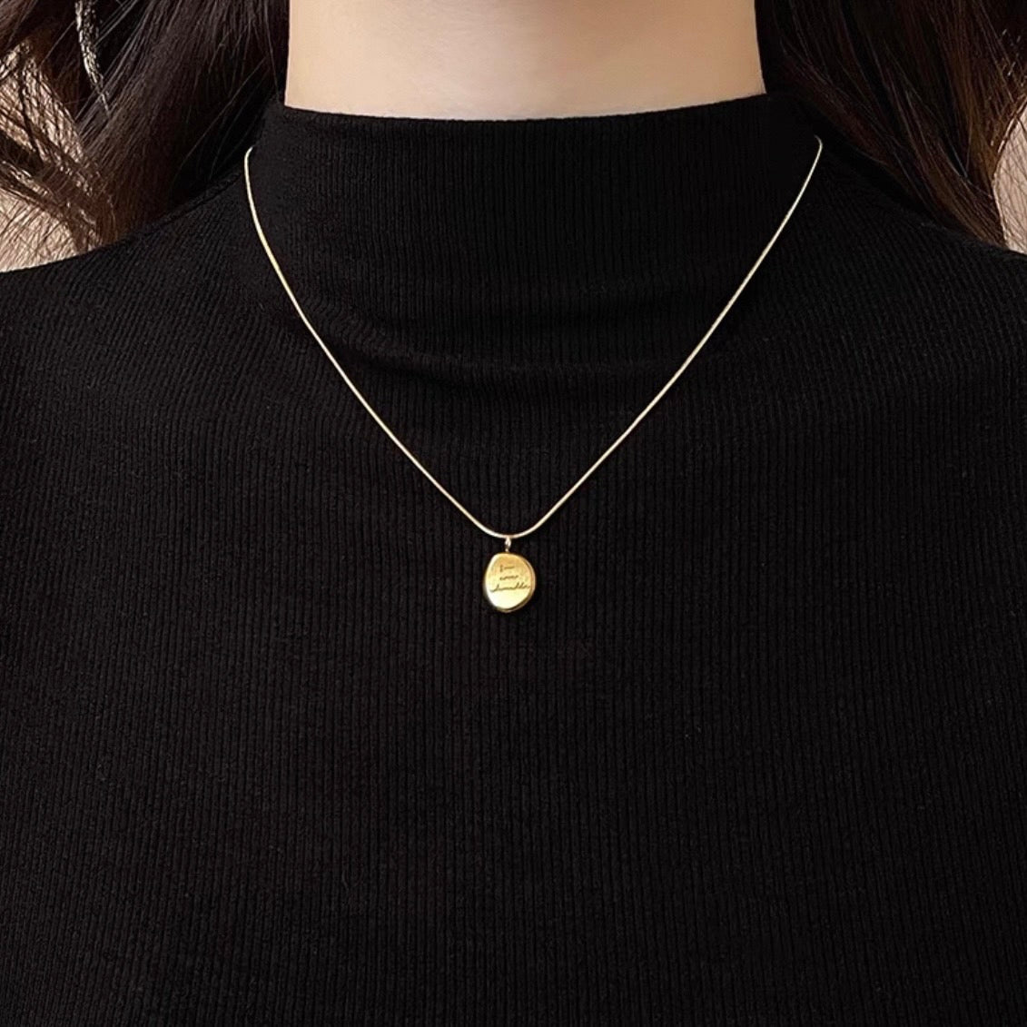 gold matte plate necklace