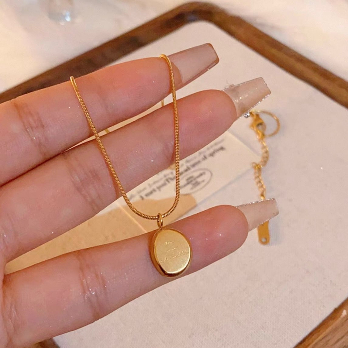gold matte plate necklace