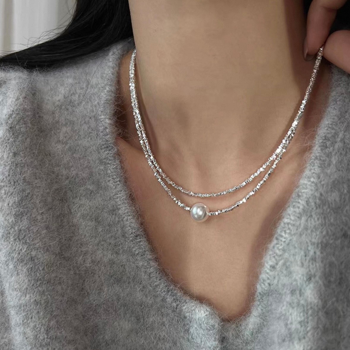 shimmer pearl necklace