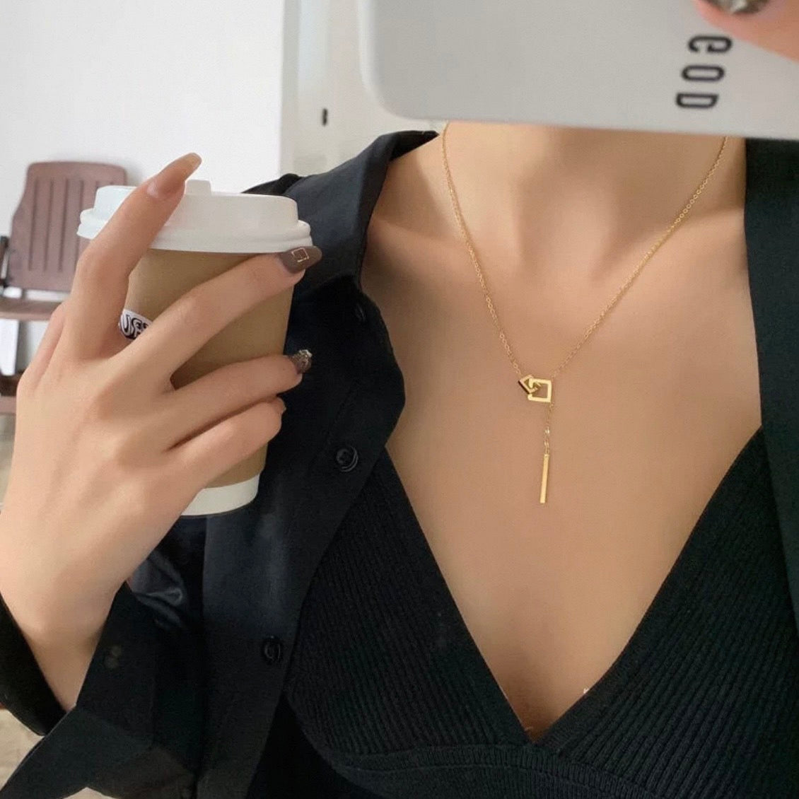 Y 2square connected necklace