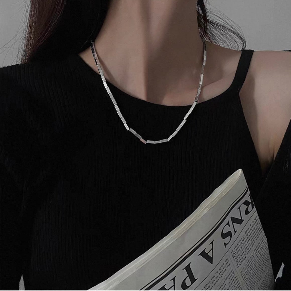 mirror brick necklace