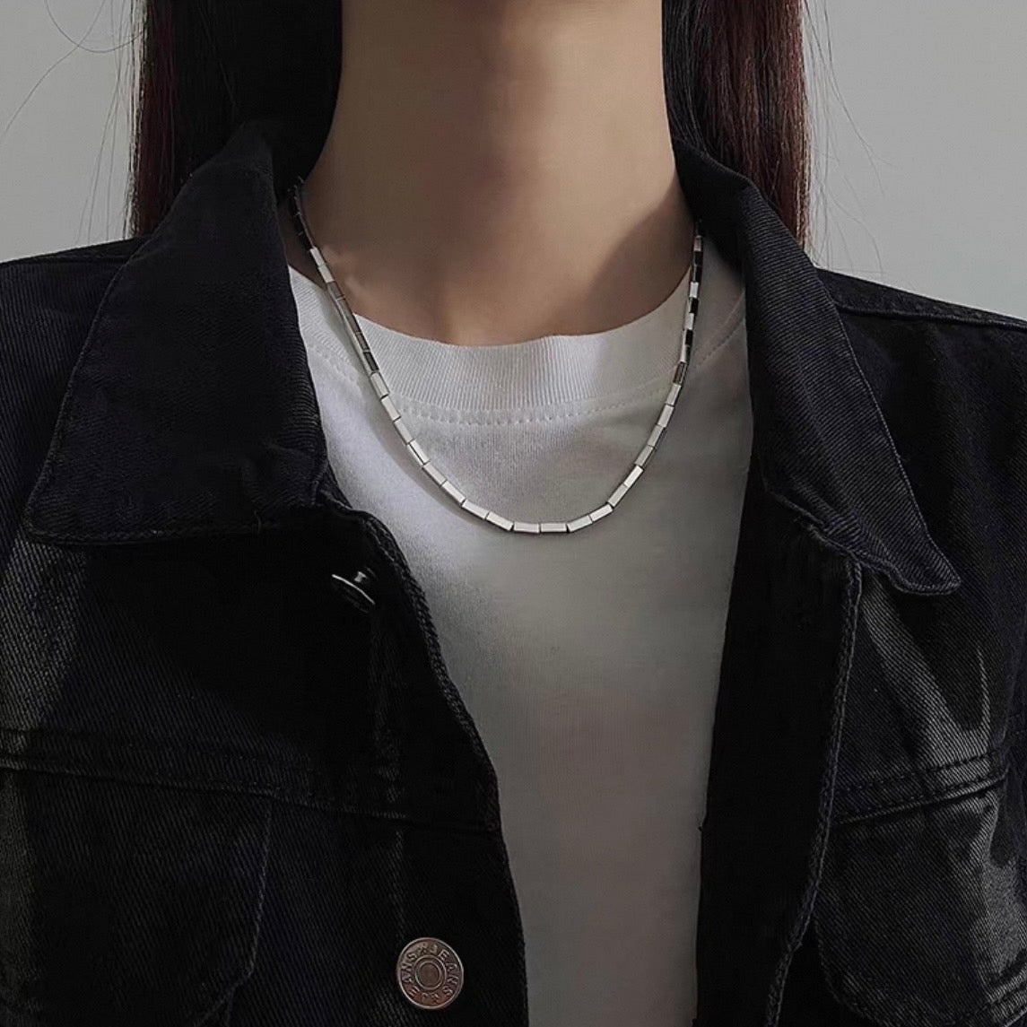 mirror brick necklace