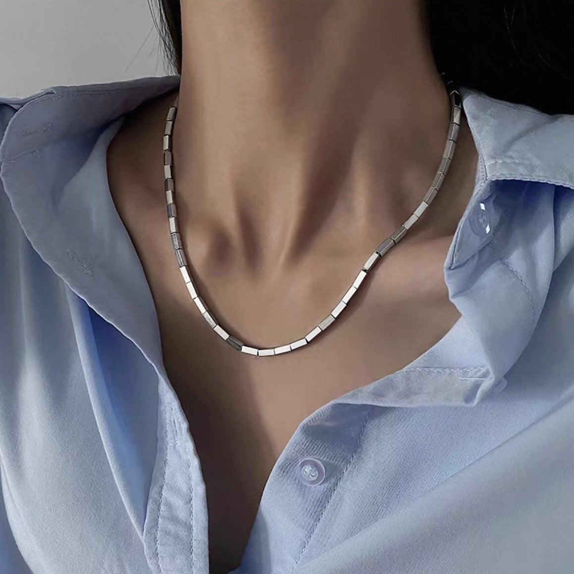 mirror brick necklace