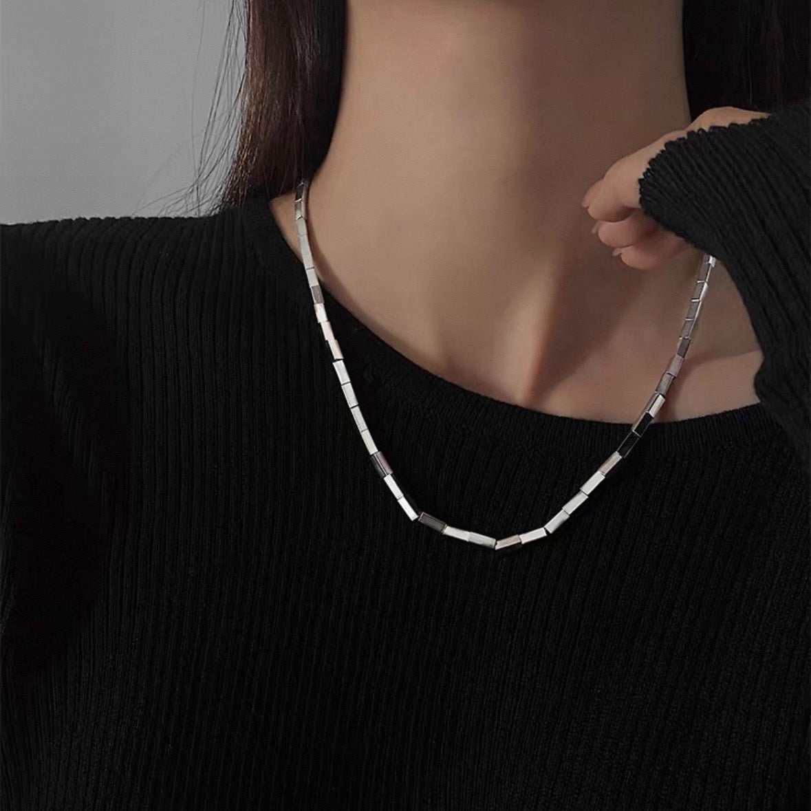 mirror brick necklace