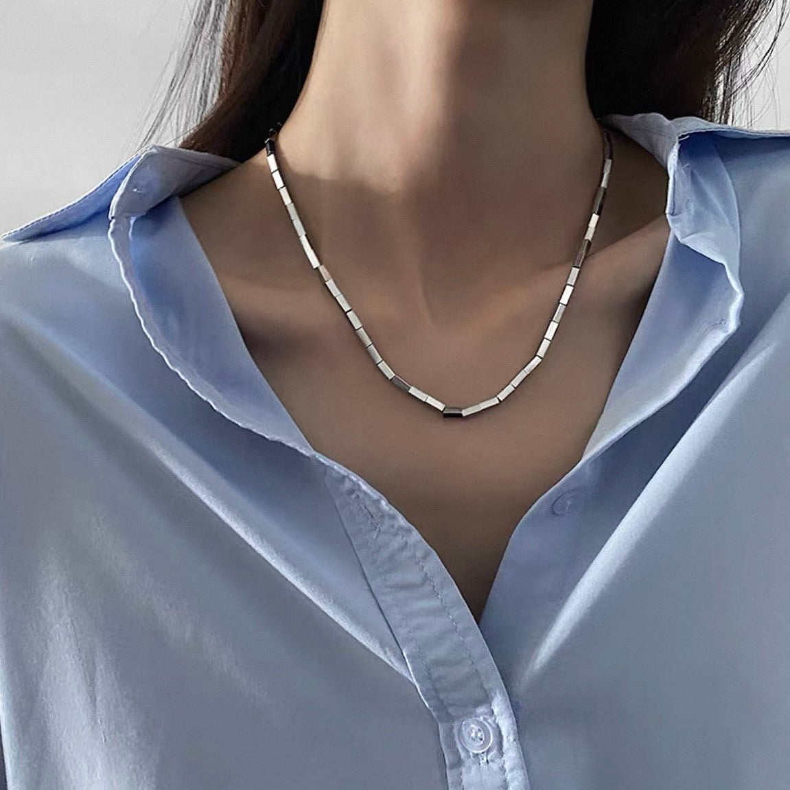 mirror brick necklace