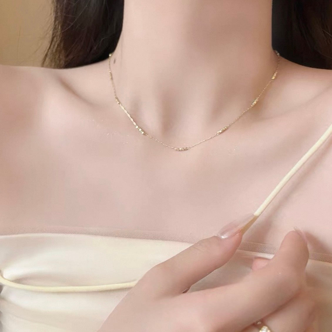 tiny dot gold necklace