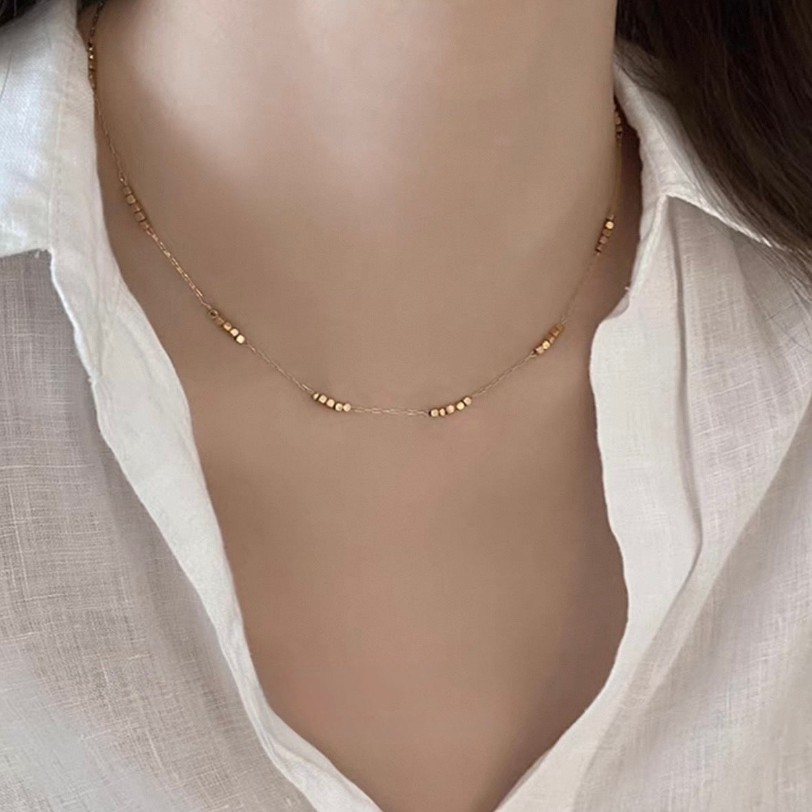 tiny dot gold necklace