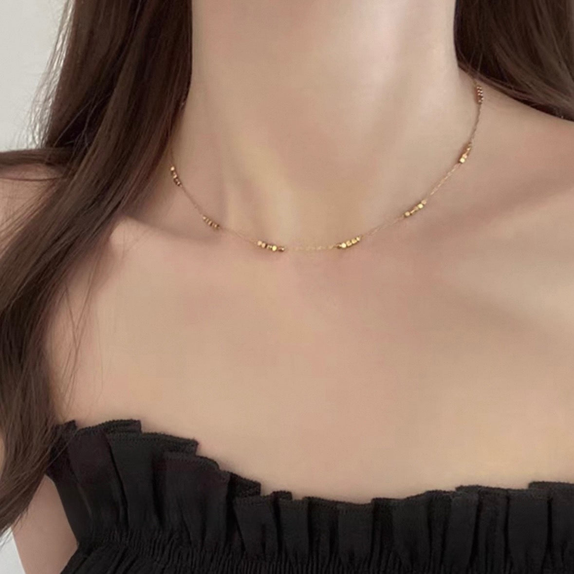 tiny dot gold necklace