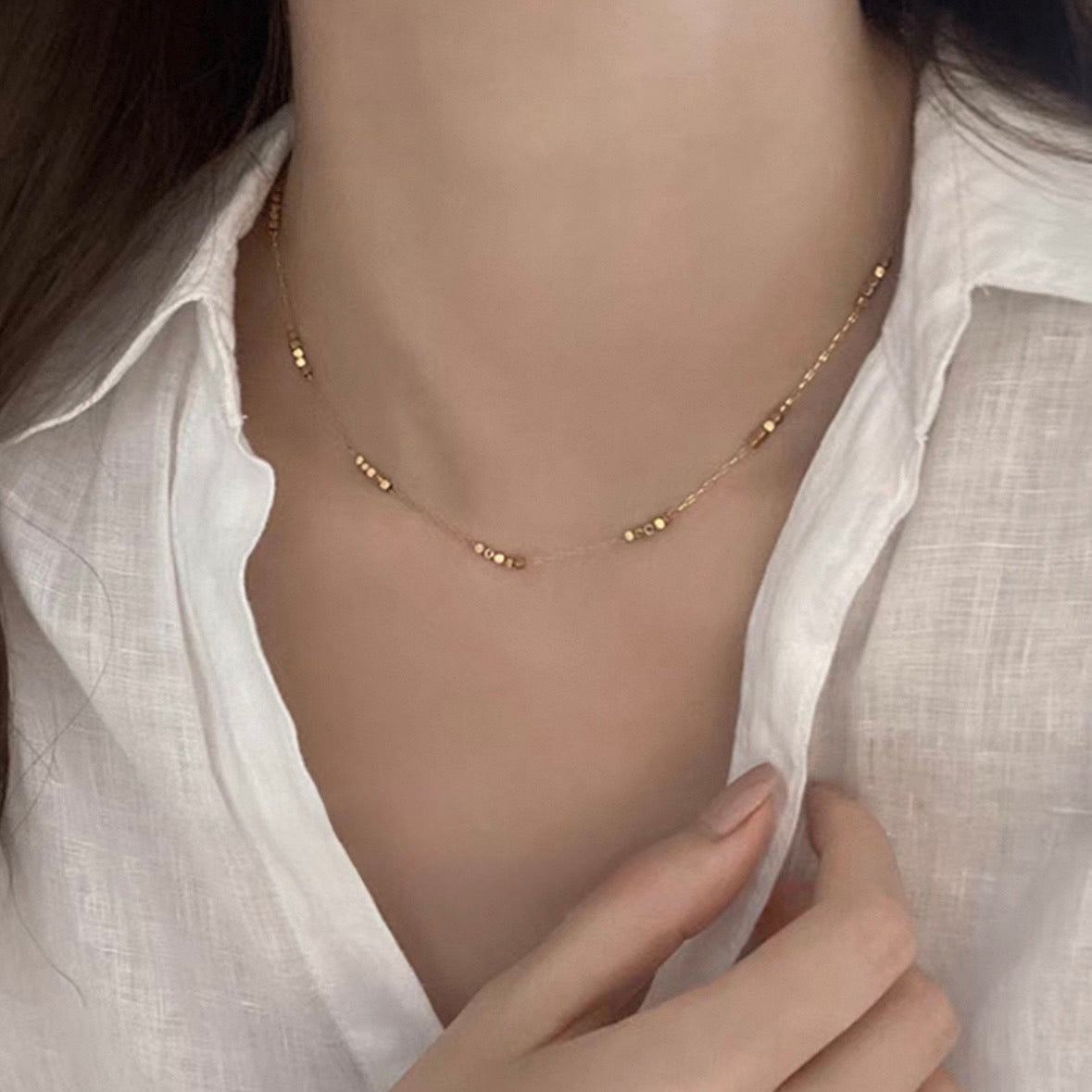 tiny dot gold necklace
