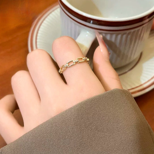 gold dainty chain ring