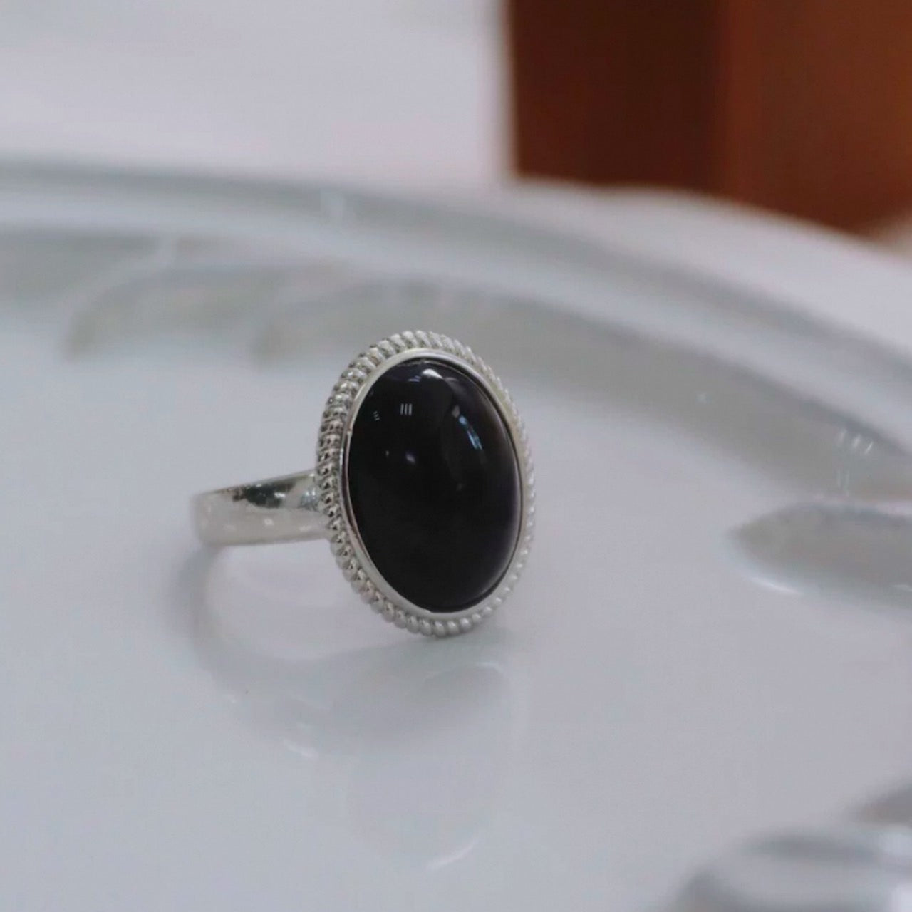 multi layer ring & black stone ring