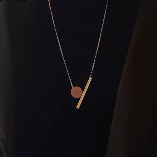 circle & line long necklace