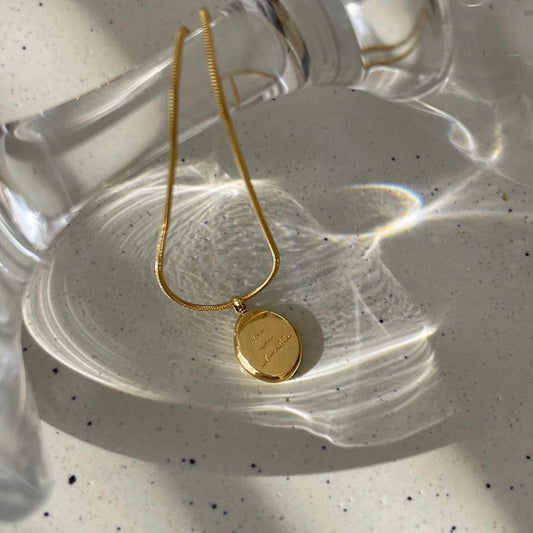 gold matte plate necklace