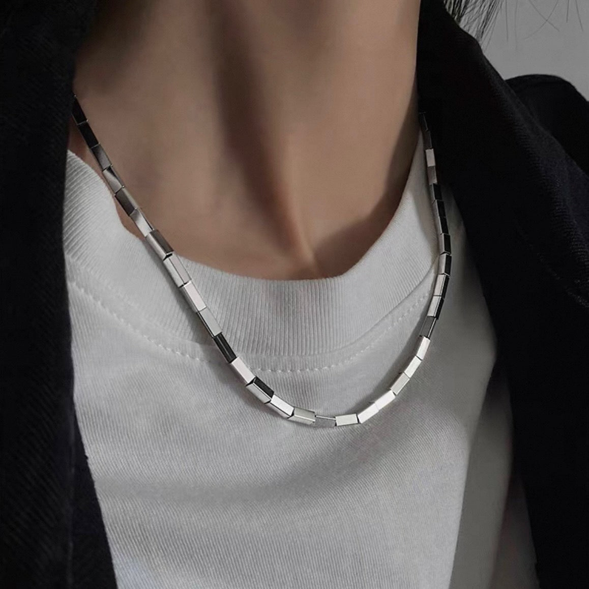 mirror brick necklace