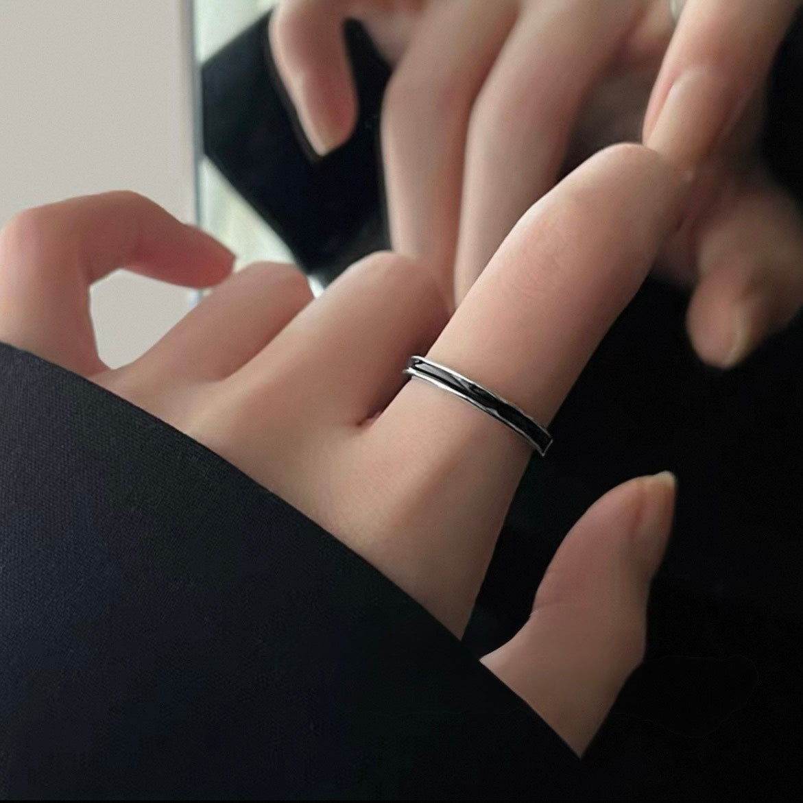 black line ring